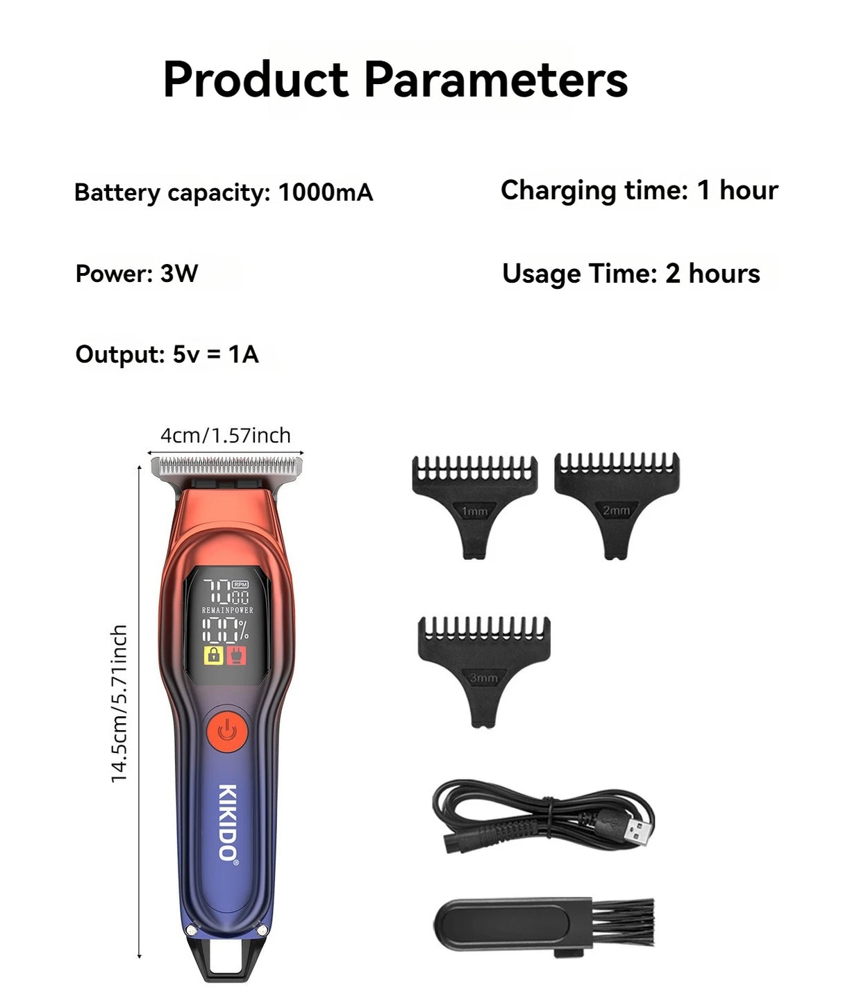 Electric Hair Cut Trimmer With 60 Minuit Charging Intervals