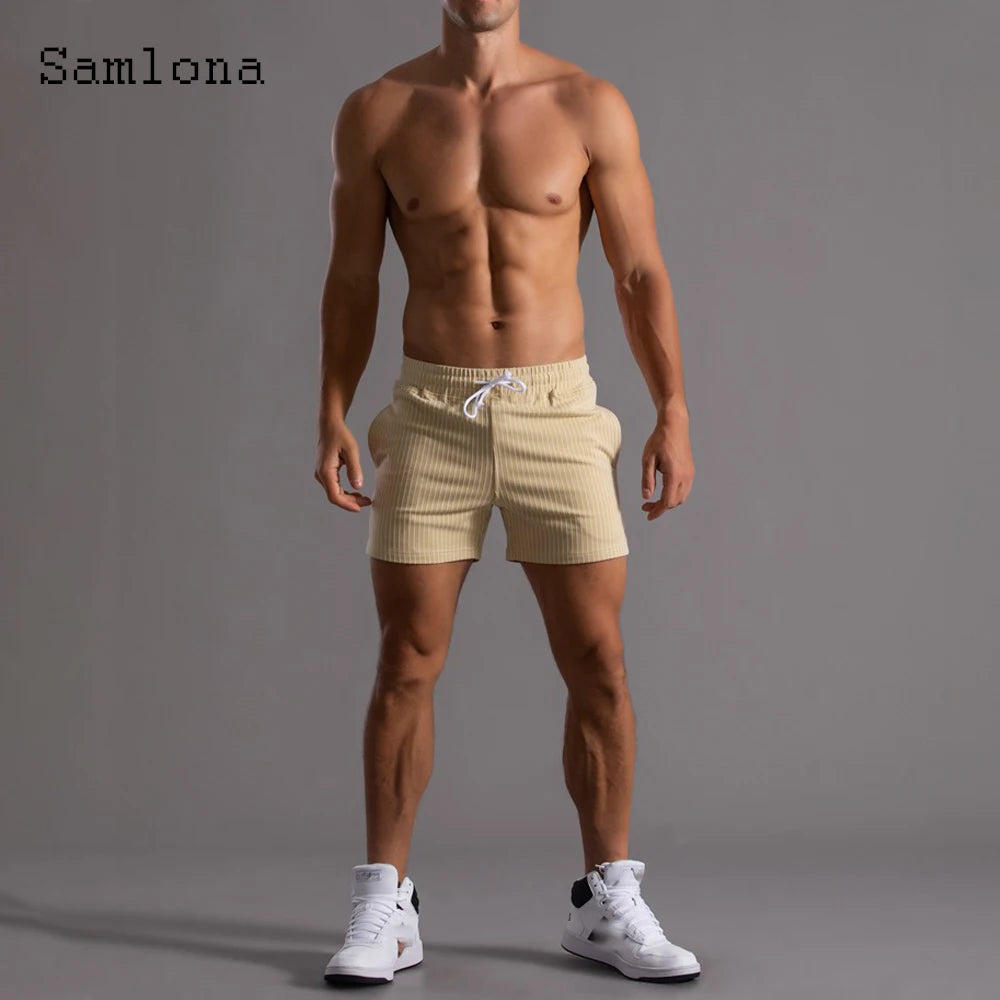 Men's Leisure Shorts With Lace Up And Pockets