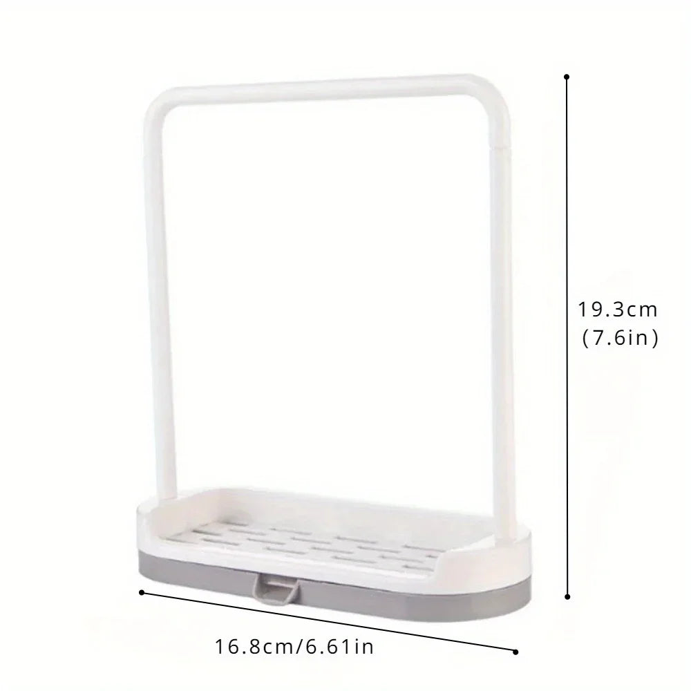 1PC Plastic Kitchen Towel Storage Rack With Sponge Drain Shelf