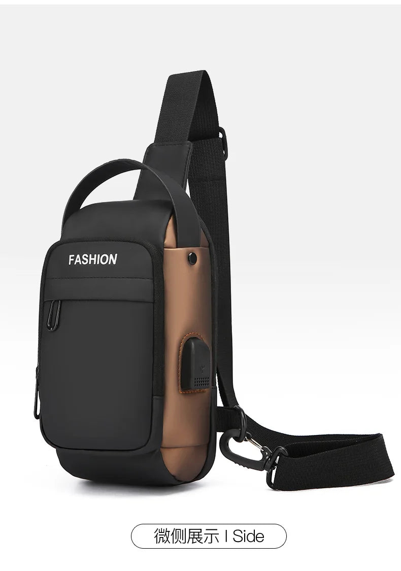 Men's Anti Theft USB Charging Crossbody Bag
