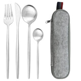 5pcs Black Gold Reusable Dinnerware Set For Camping With Case