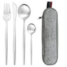 5pcs Black Gold Reusable Dinnerware Set For Camping With Case