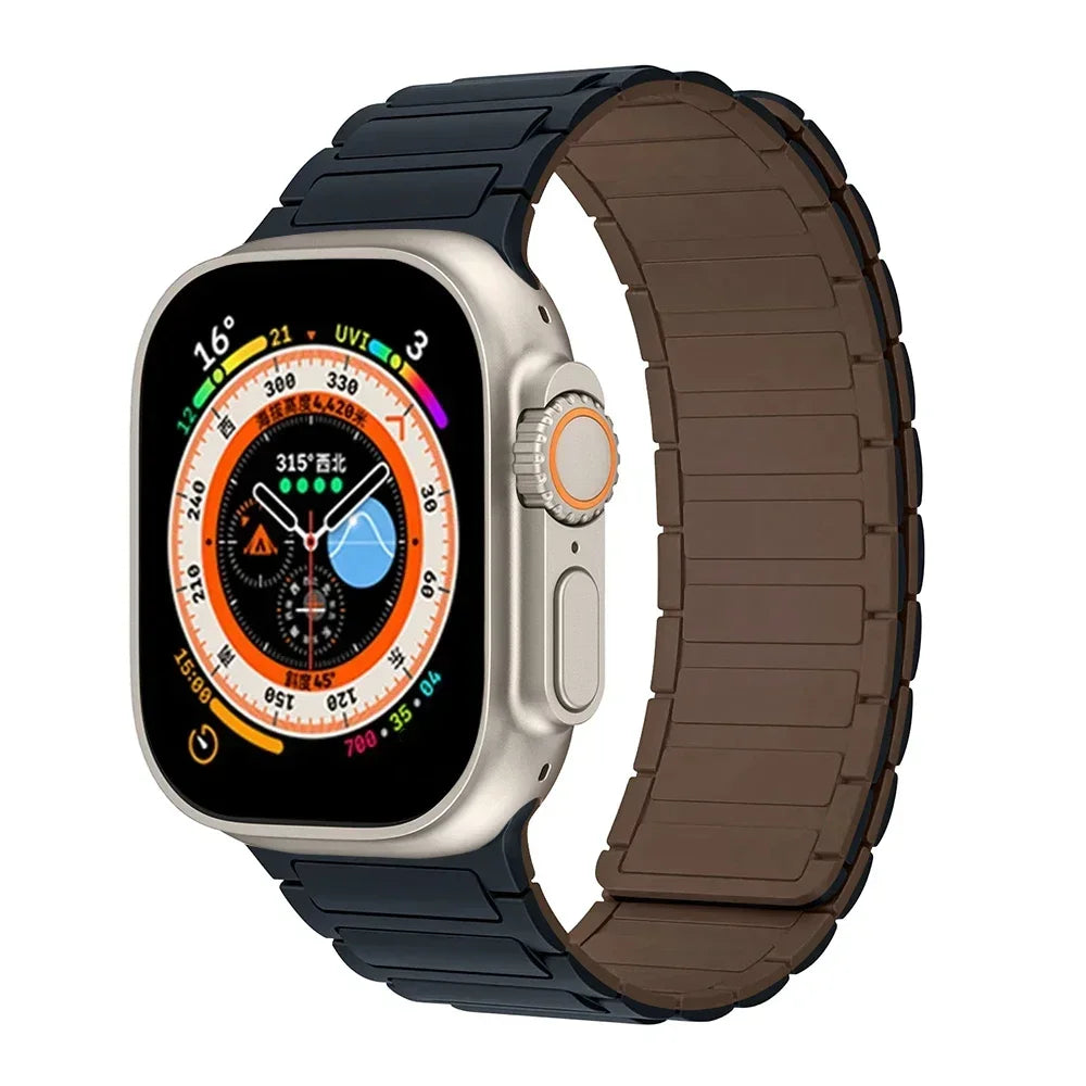 Magnetic Silicone Strap For Apple Watch Ultra 2 49mm 45mm 44mm S10 46mm 42mm 40 41mm Series Ultra 2 9 8 7 6 5 4