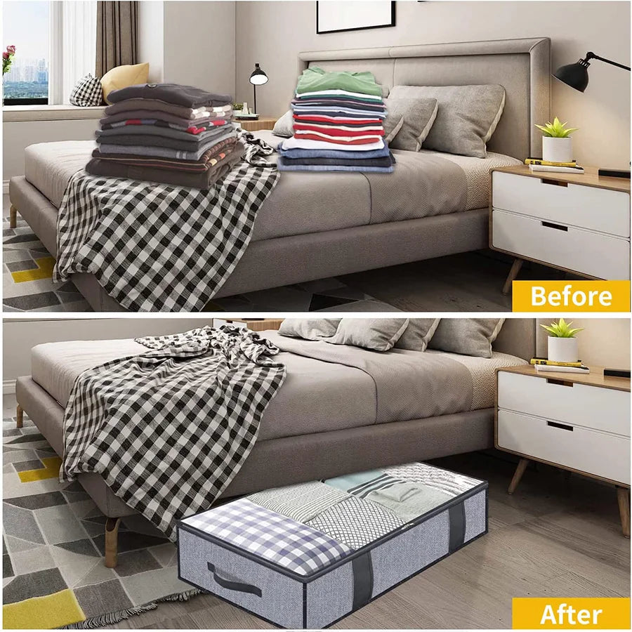 Storage Bag With Cover That Fits Under the bed With 4 Reinforced Handles