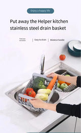 Stainless Steel Kitchen Sink Adjustable Drain Rack.