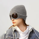 Men And Women's Knitted Beanie With Goggles