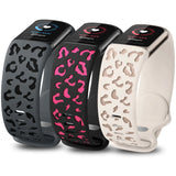 Wearlizer 3 Packs Two-Tone Leopard Engraved Soft Silicone Band for Fitbit Charge 5 Or 6