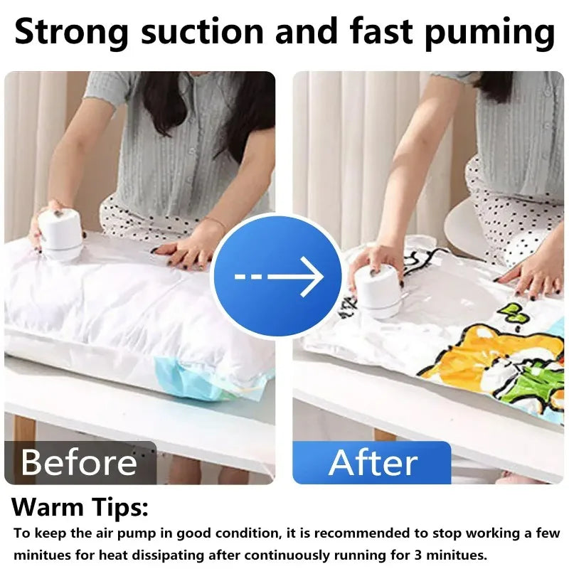 Mini Air Pump/Suction Vacuum Bags With American Standard Plug