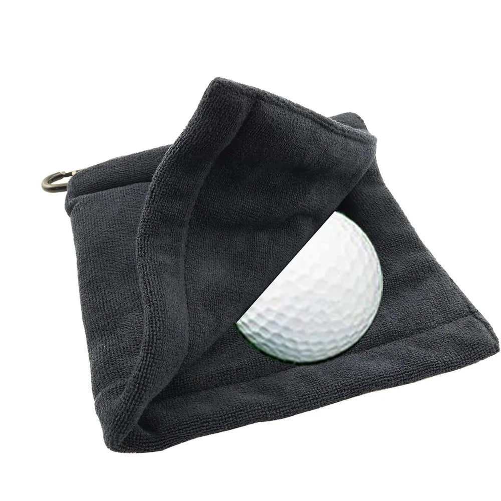 Square Microfiber Golf Ball Cleaning Towel With Carabiner