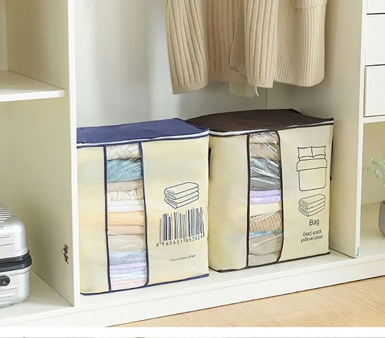 1Pc Fabric Storage Bag With Clear Window For All Household Items.