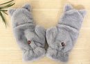 Winter Faux Fur Plush Warm Half Finger Mittens/Gloves.