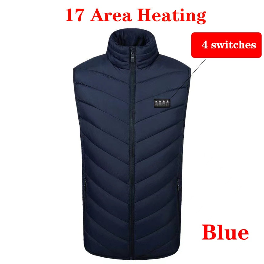 Men's and Women's USB Heated Thermal Vest. Sizes S to 6XL and Up to 17 Heating Zones.