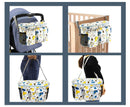 Stroller organizer bag for diapers, baby bottles and toys.