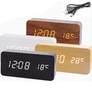 Wooden Digital Multi-Function LED Alarm Clock With Temp.