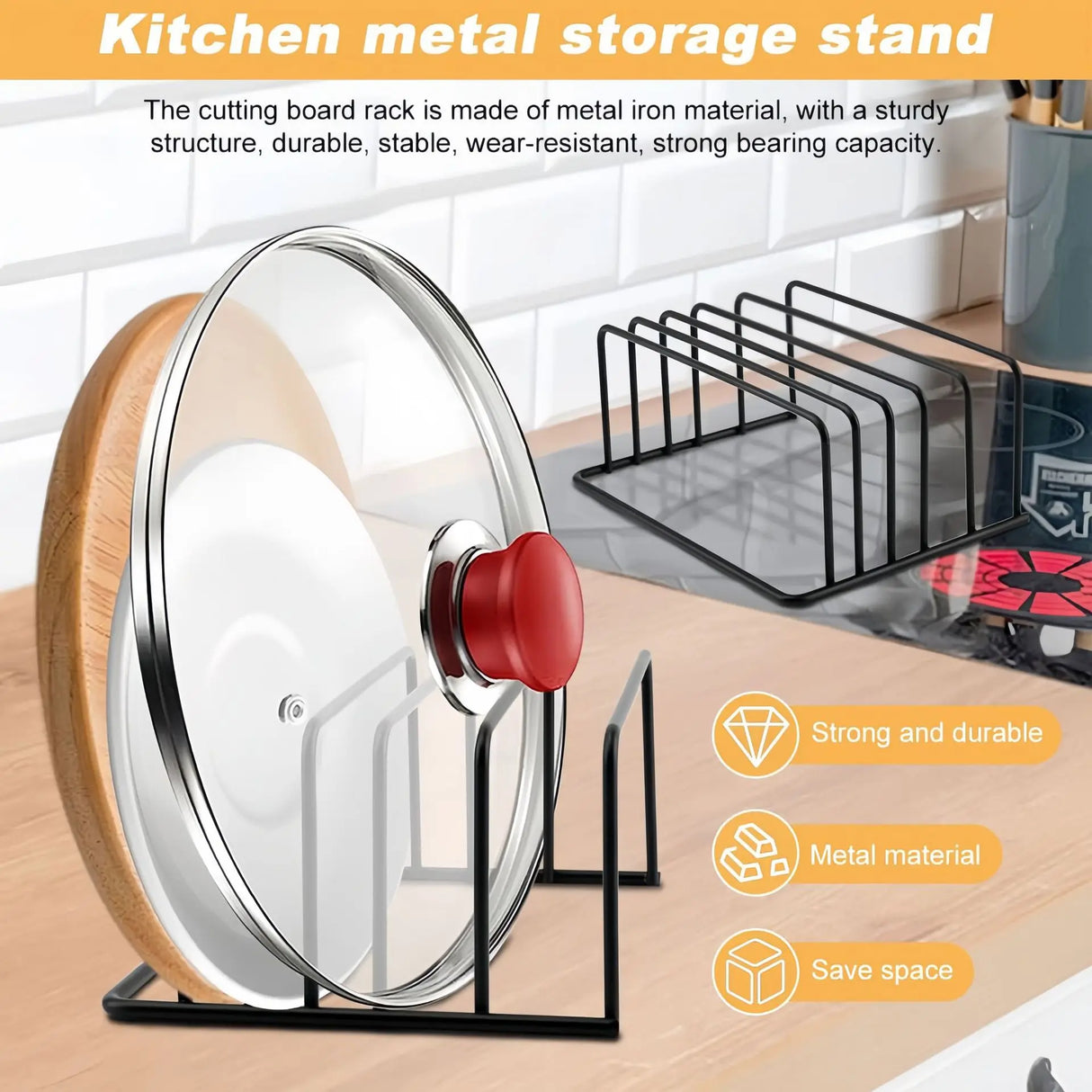 5-Tier  Carbon Steel Kitchen Cutting Board Or Pot Lid Rack