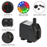 Submersible Ultra-quiet Water Pump With 12 LED Lights For Bird Baths Or Aquariums