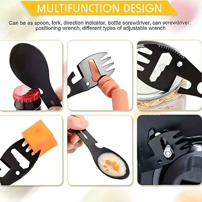 Multifunctional Fork Spoon Knife Wrench Bottle/Can Opener For Camping