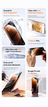 Baseus Tempered HD Screen Protector For iPhone 17 16 15 14 13 12 Pro Max