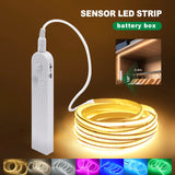 Battery Powered8MM COB Multi Color Led Strip 5V with Motion Sensor 320LEDs/M Led Induction