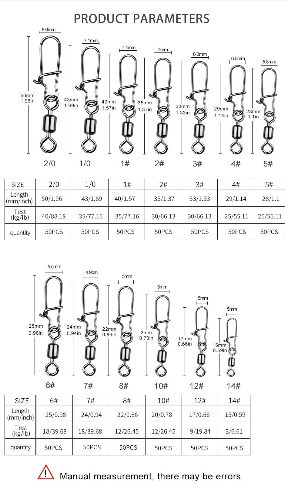 MEREDITH 50PCS Steel Aloy fishing connector. These quick links keeps your fishing line from getting tangled.