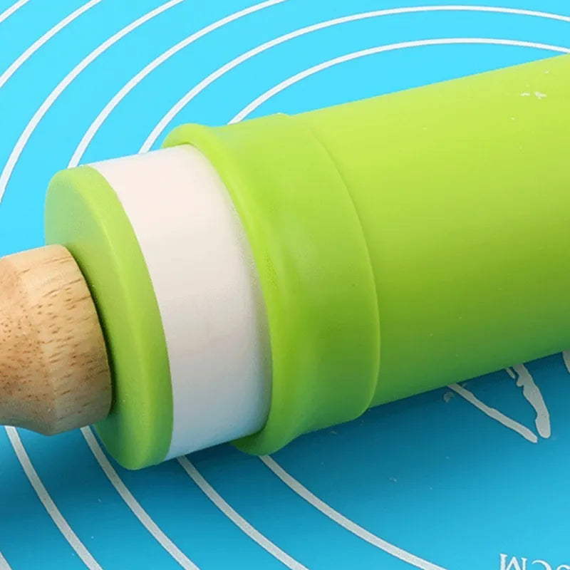 Silicone Non-Stick Rolling Pin With Plastic OR Wooden Handle. Pas