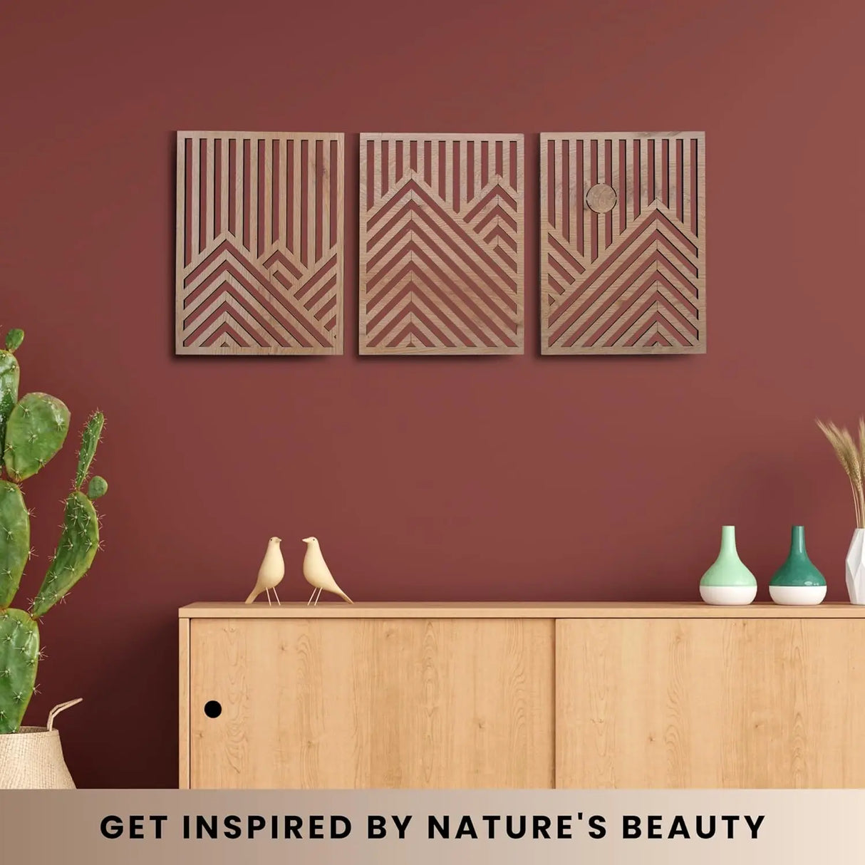 3PCS Retro Wood Indoor Wall Hanging Art