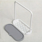 1PC Plastic Kitchen Towel Storage Rack With Sponge Drain Shelf