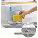 1PC Plastic Kitchen Towel Storage Rack With Sponge Drain Shelf