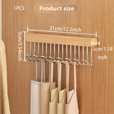 Wooden Wall-mounted Multi-function Storage Rack with 8 Hooks With Slider