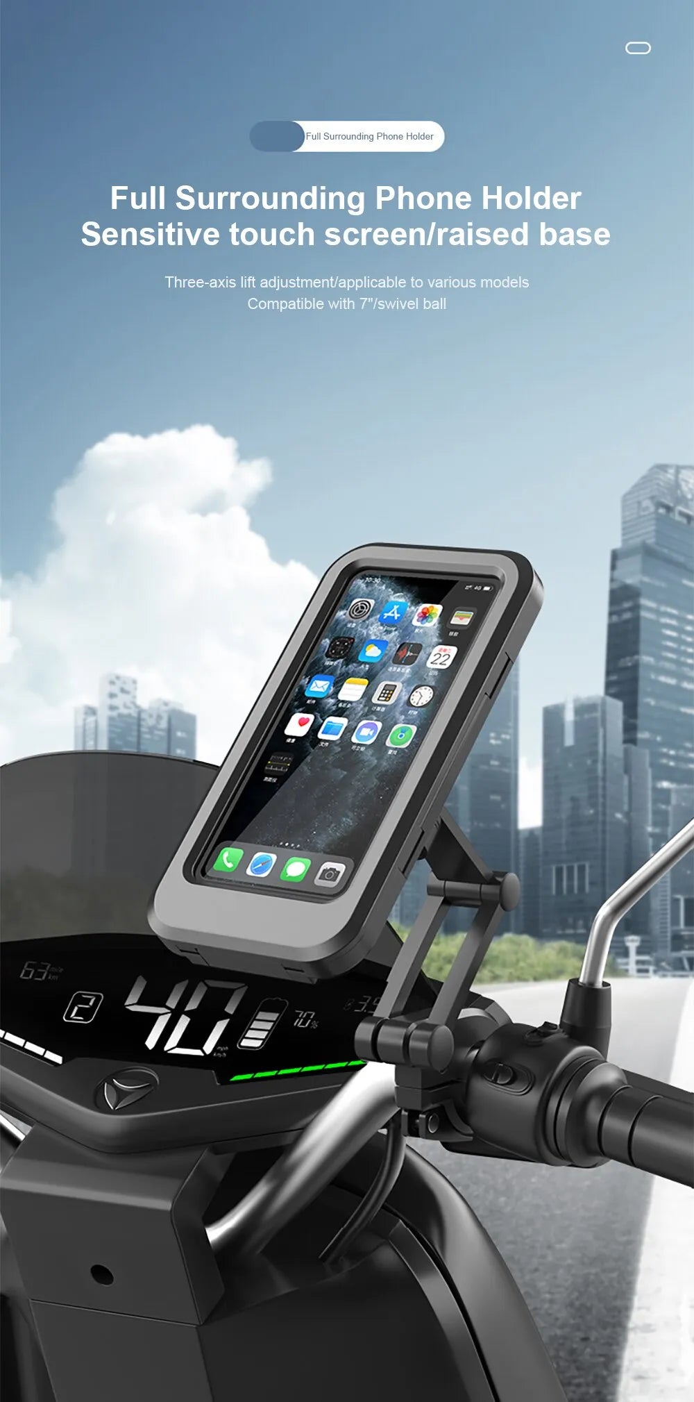 Waterproof Motorcycle/Bike Cellphone Holder With 360 degree Swivel.