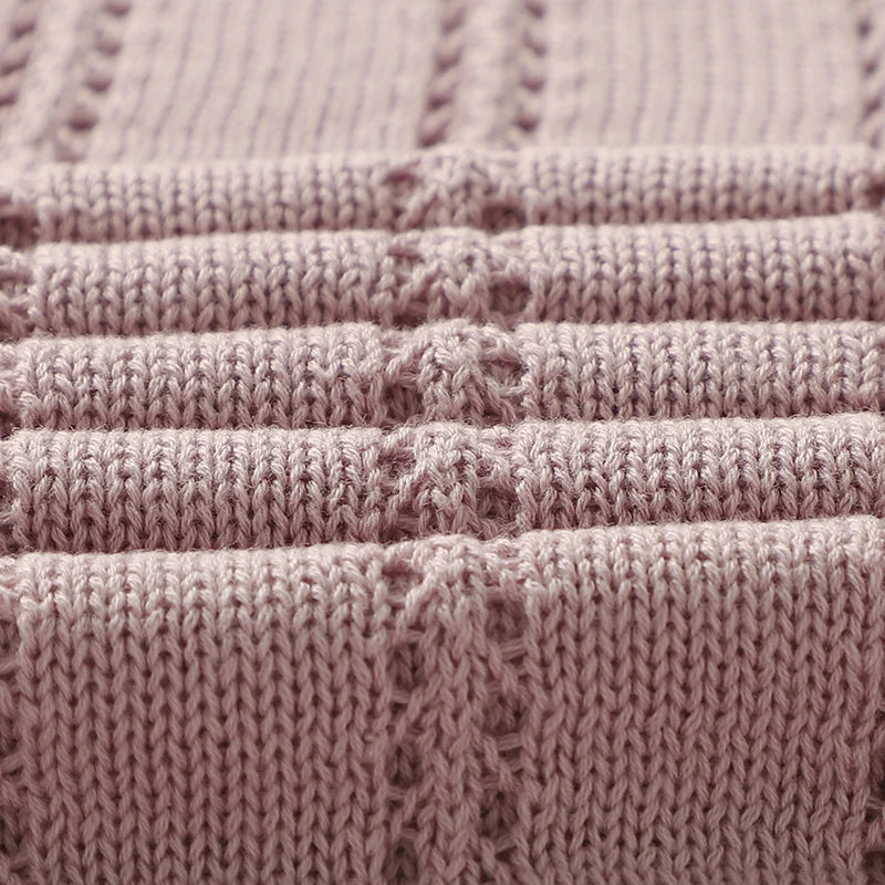 Vertical Stripes Solid Color Baby Cotton Blankets
