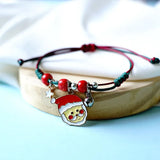 Christmas Pendant Charm Bracelet With Adjustable Rope.