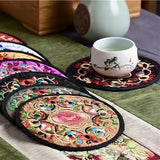 4PCS/set Embroidery Cloth Protective Coaster Mats