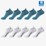 10 Pairs Cotton Breathable Mesh Sports Ankle High Socks For Men And Women