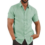 Men's Casual Short Sleeved Cotton Linen Shirts