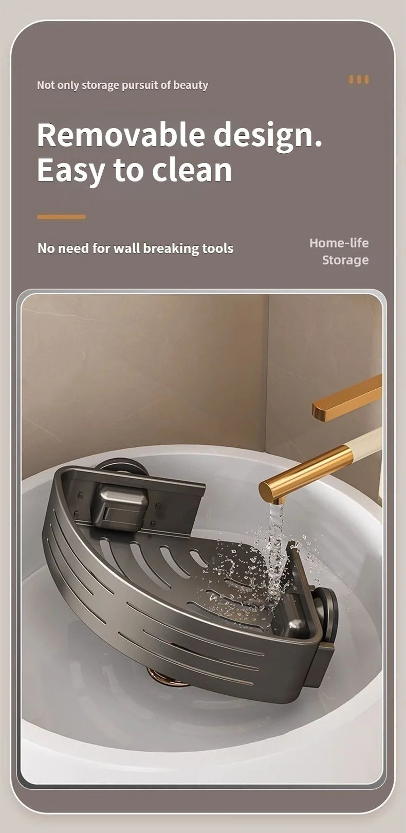 Wall Mounted Triangle/Rectangle Suction Cup Shelf Great For Showers Or Kitchens