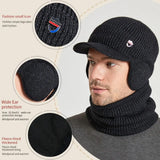 Men Or Women's Knitted Neck Scarf And Hat With Extra Ear Protection