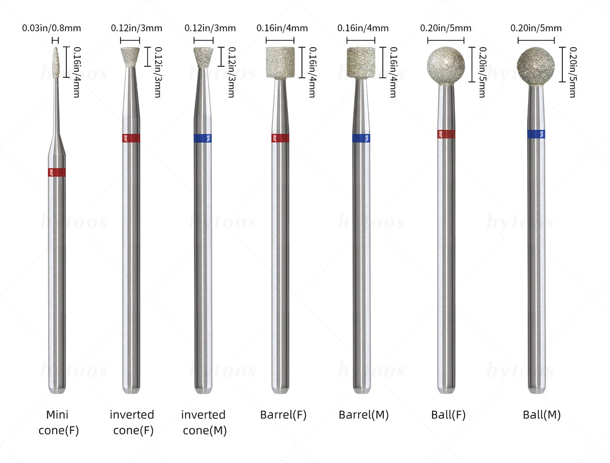 HYTOOS 5Pcs/Set Diamond Nail Drill Bits To Clean Cuticles And Nails