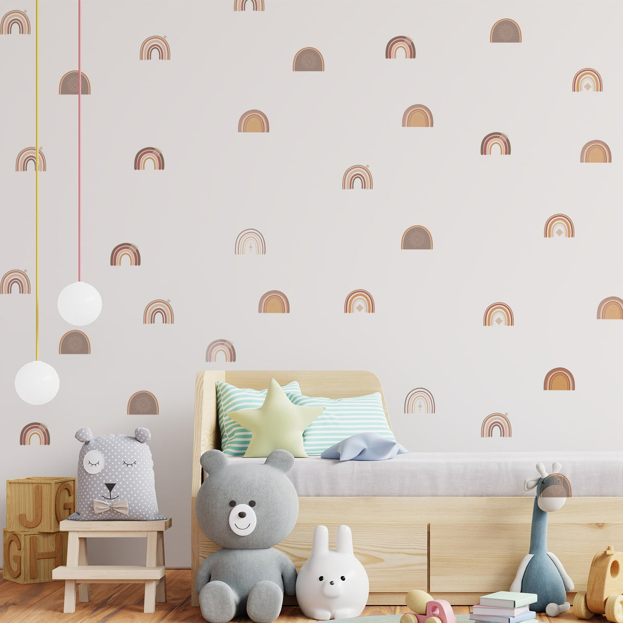 36 Pcs Rainbow Vinyl Decorative Wall Stickers.