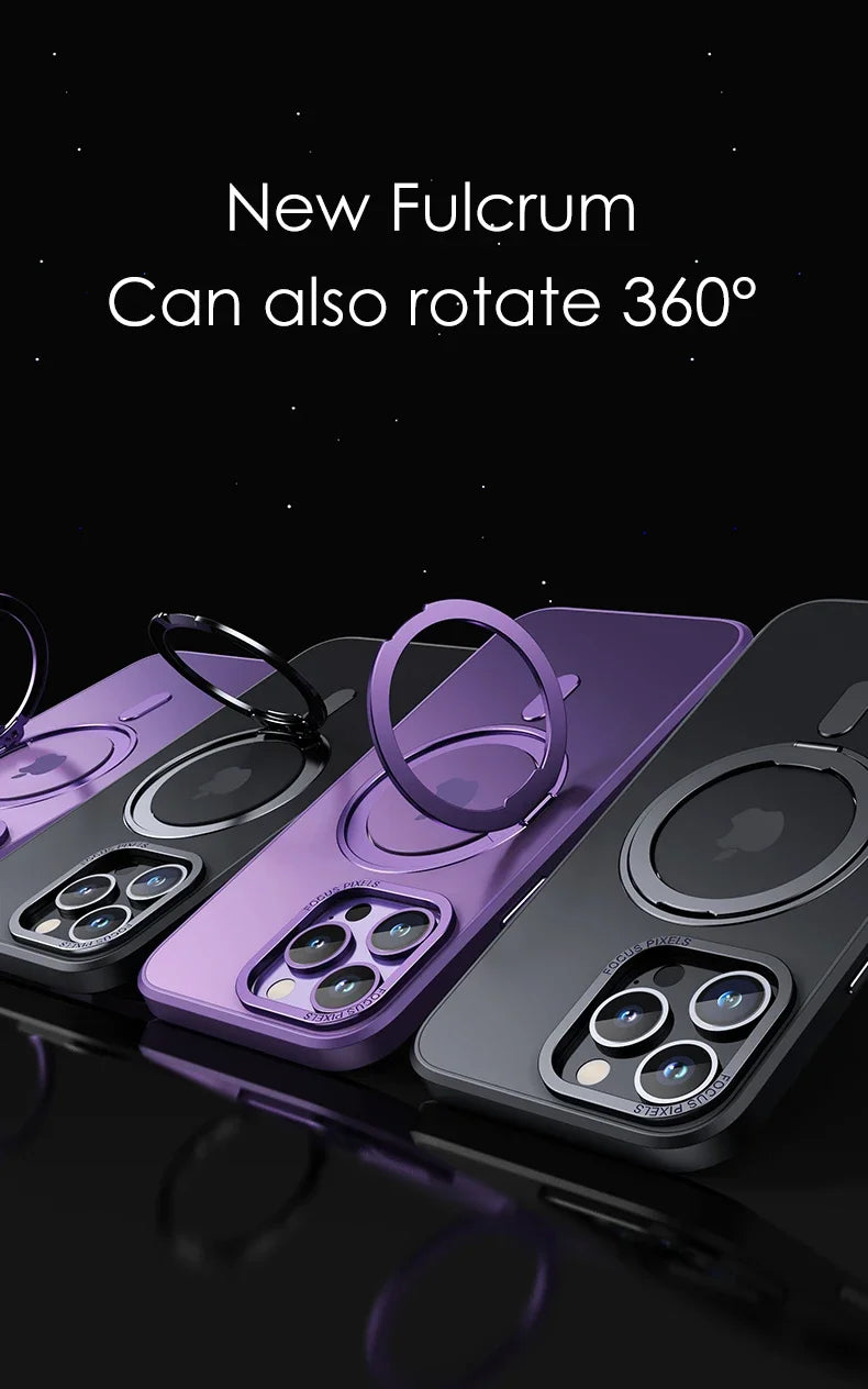 Magnetic 360°Rotation Stand Phone Case For Iphone 12 13 14 15 16 17 Pro Max Plus With Ring Holder