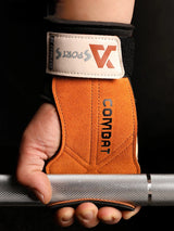 1 Pair 3-layers Cowhide Weight Lifting Grip Gloves