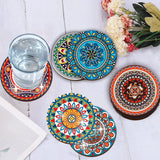 8 Pieces/Set Mandala Patterned Wooden Anti-Slip Coasters