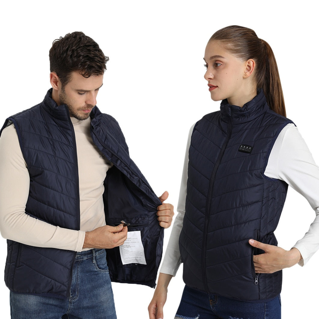 Men's and Women's USB Heated Thermal Vest. Sizes S to 6XL and Up to 17 Heating Zones.