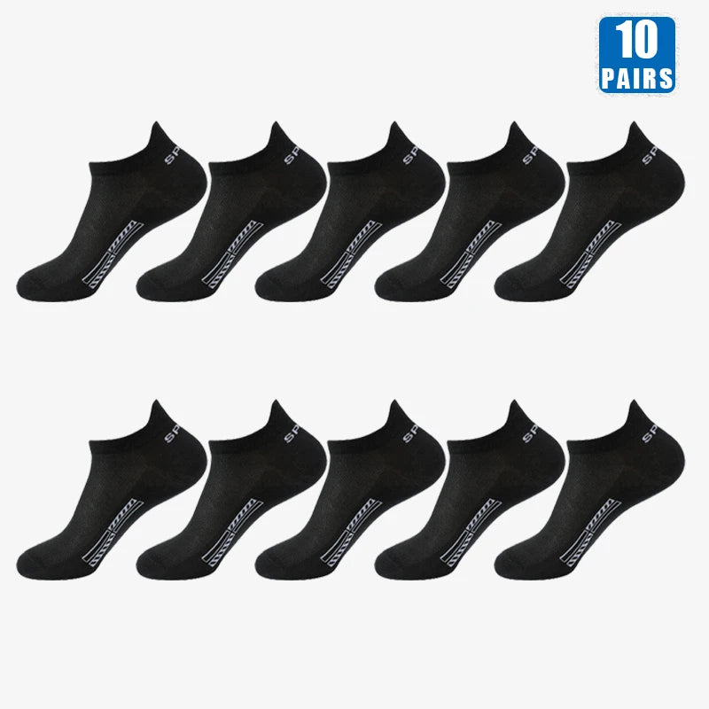10 Pairs Cotton Breathable Mesh Sports Ankle High Socks For Men And Women