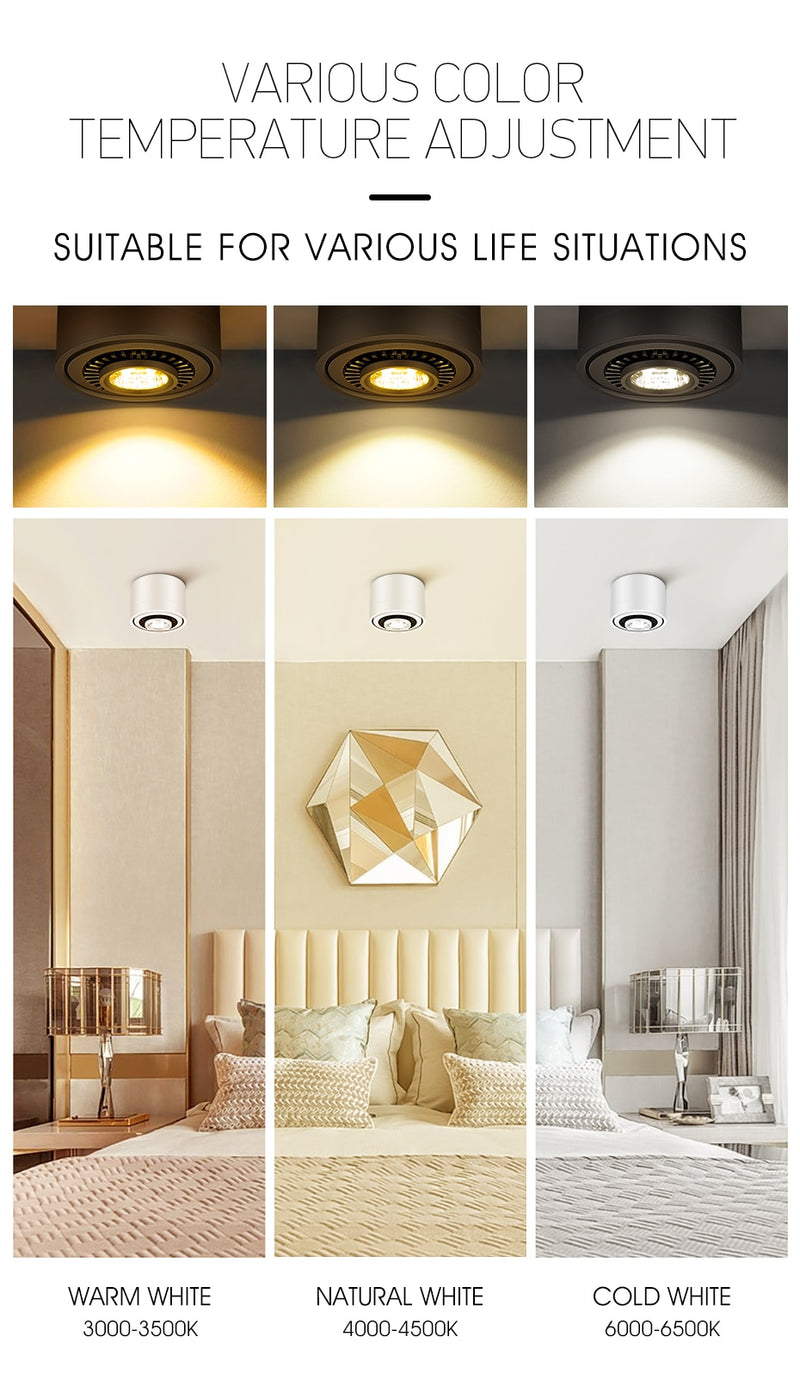 Adjustable Angle Mounted ,Dimmable  led Ceiling Lamp 5W 7W 9W 15W LED COB- AC110/220V,