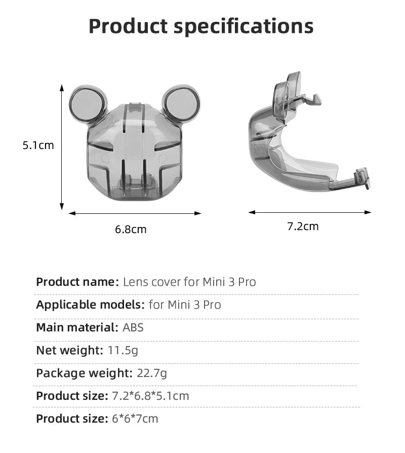 Lens Cap for DJI Mini 3 Pro Drone.  Dust-proof Cap Gimbal Guard Quadcopter.