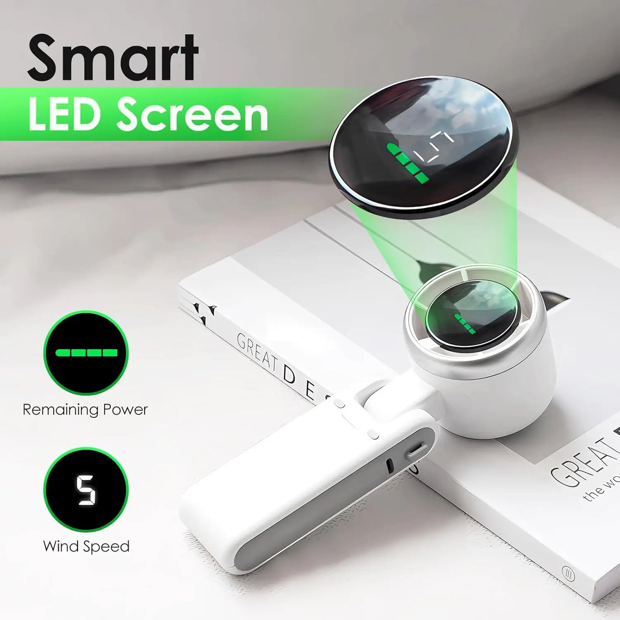 USB Charging Mini Handheld High-speed Digital Display Fan