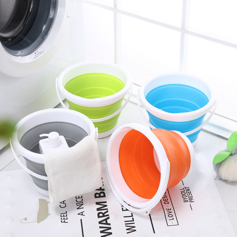 10L/5L/3L Collapsible silicone washing bucket with lid.