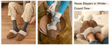 Evshine Women's Fur Plush Warm Slippers With Rubber Soles