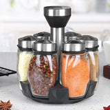 1 OR 7pcs Glass Spice Jars On Rotating Storage Holder.